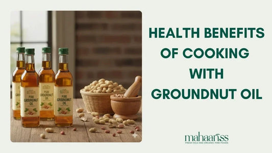 This is ablog banner image that speaks about the health benefits of cooking with groundnut oil